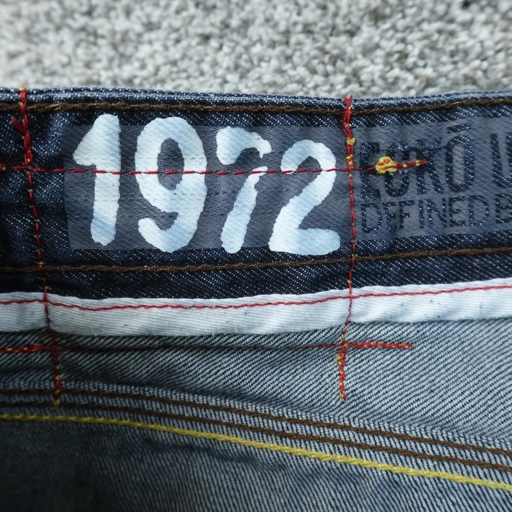 Ecko Unltd Jeans Mens 38X32 Dark Blue Denim Pants Wide Leg Baggy Hip Hop Y2K 00s